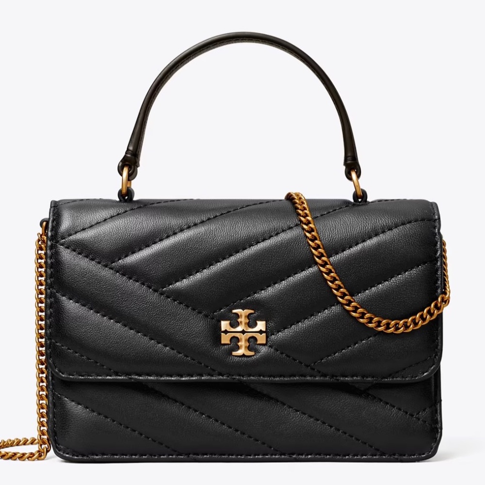 Mini Kira Chevron Quilted Leather Top Handle Wallet on a Chain